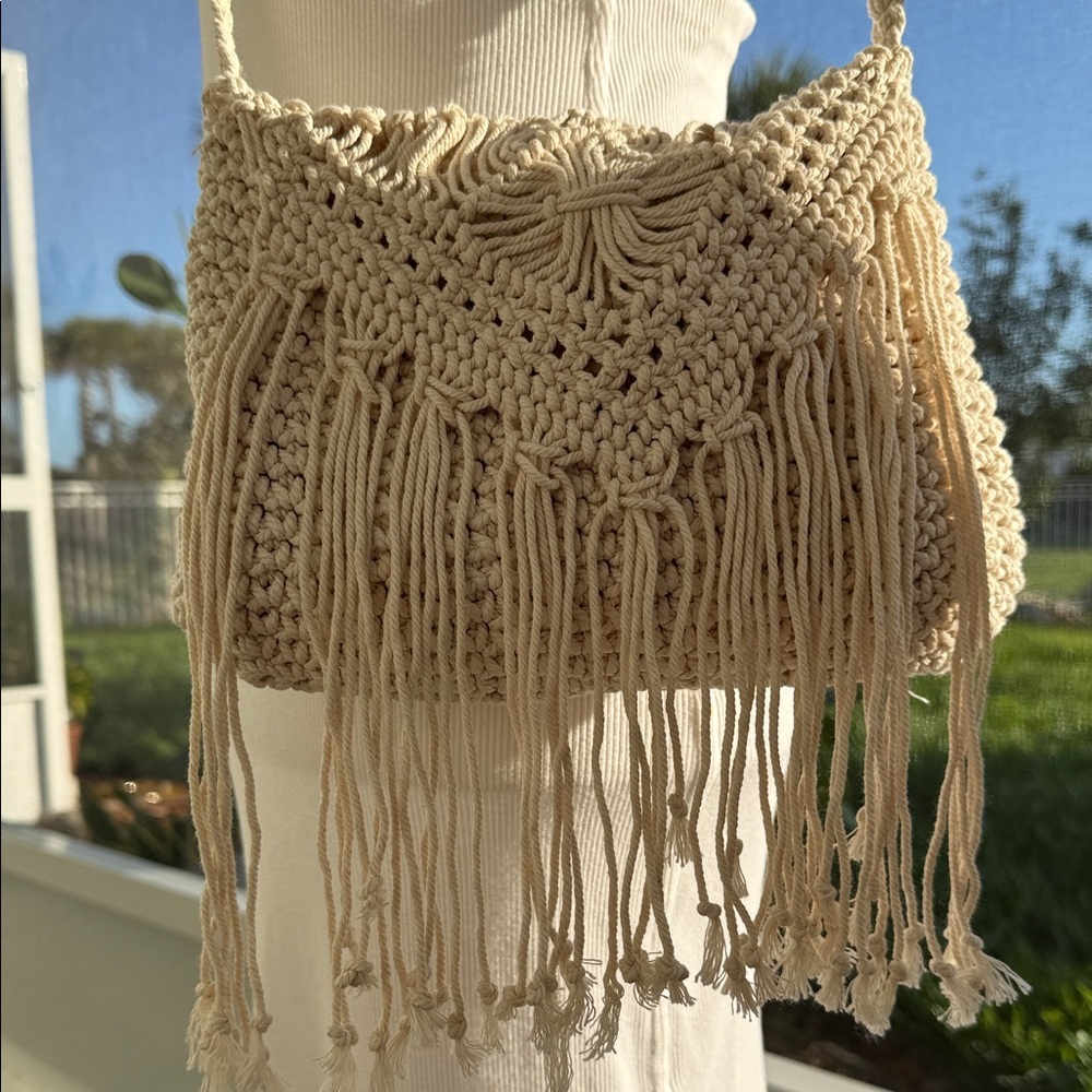 Hand Crafted Cream Crossbody Bag
